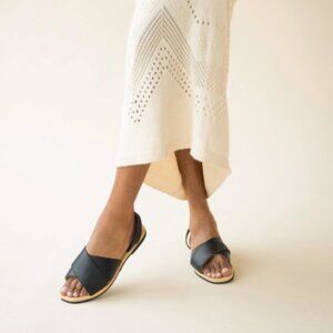 Nisolo Black Modern Slide Sandals with Wide Strap